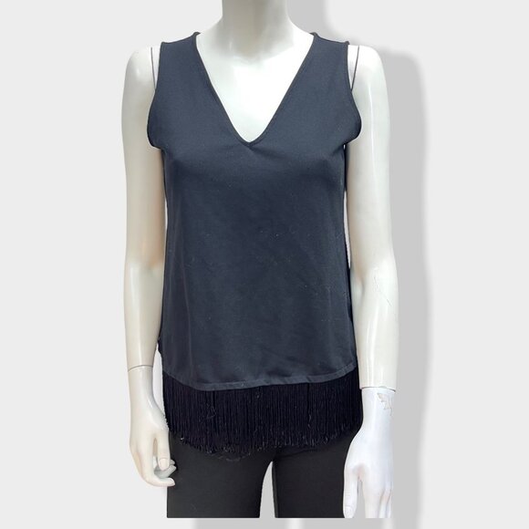 Ann Taylor Tops - 5/$20 Ann Taylor Factory Black Tank with Fringe